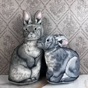 Vintage Rabbit Bunny Conejo Plush Pillows Set of 2 Cottagecore Decor